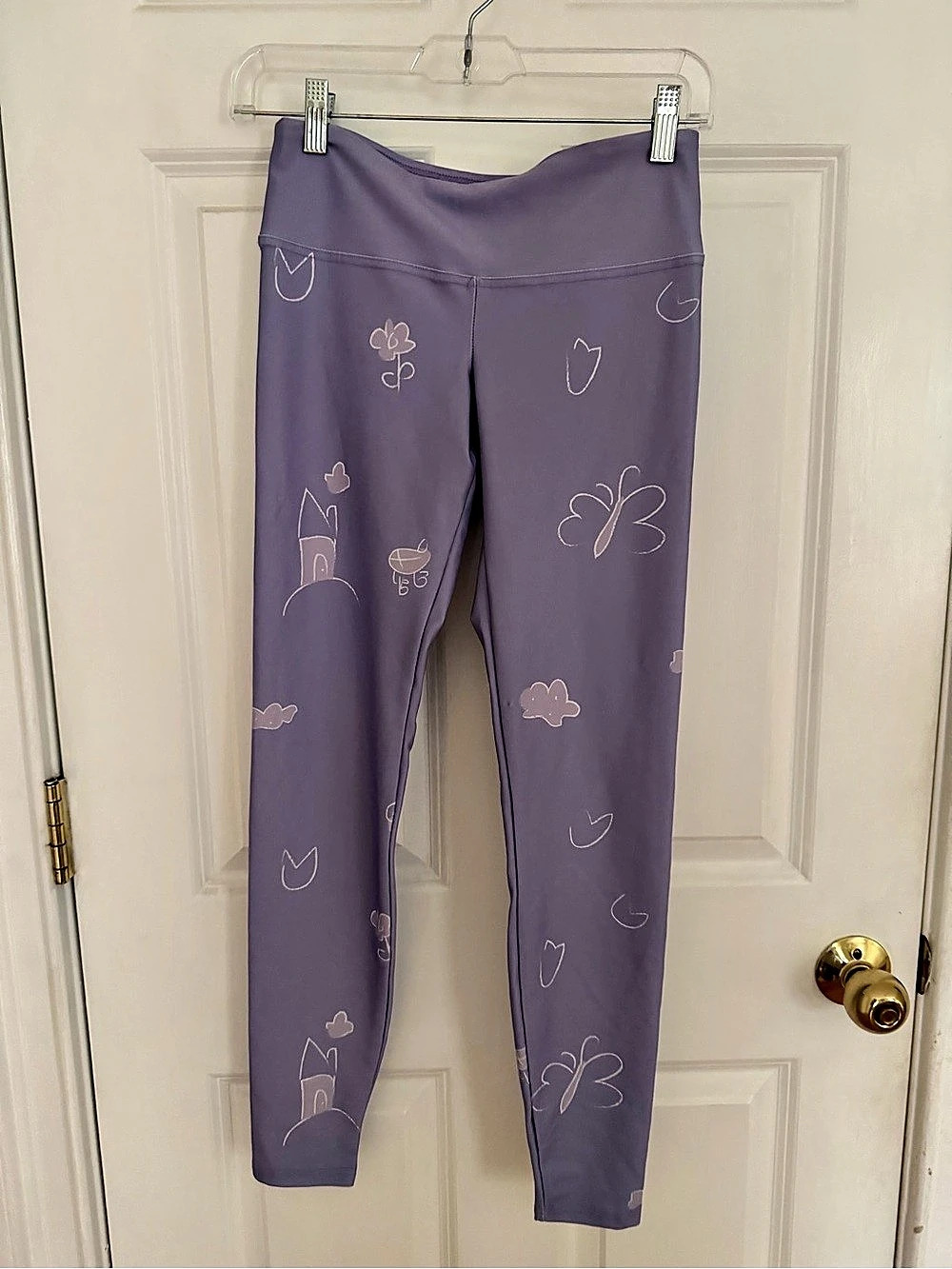 Scoria Violet Doodle Print Eco Yoga Leggings Size Small Made in Canada